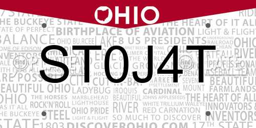 ST0J4T Ohio License Plate
