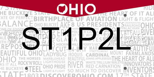 ST1P2L Ohio License Plate