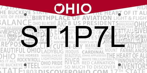 ST1P7L Ohio License Plate
