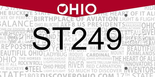 ST249 Ohio License Plate