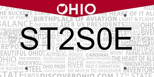 ST2S0E Ohio License Plate