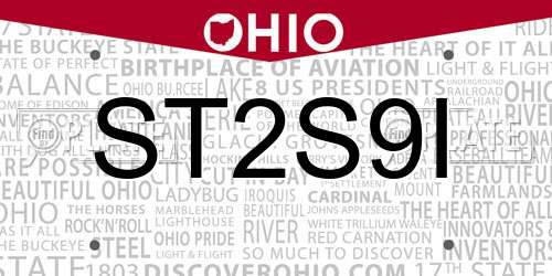 ST2S9I Ohio License Plate