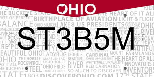 ST3B5M Ohio License Plate