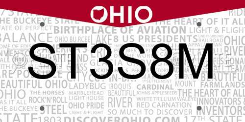 ST3S8M Ohio License Plate