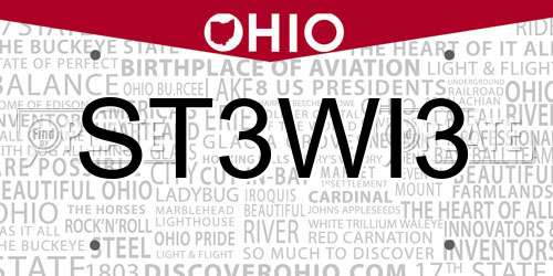 ST3WI3 Ohio License Plate