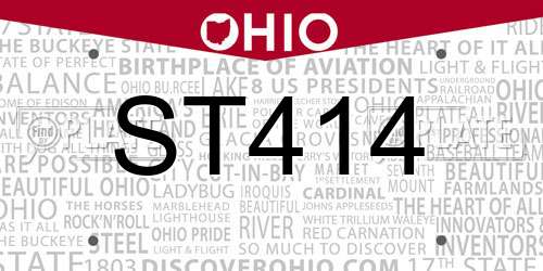 ST414 Ohio License Plate