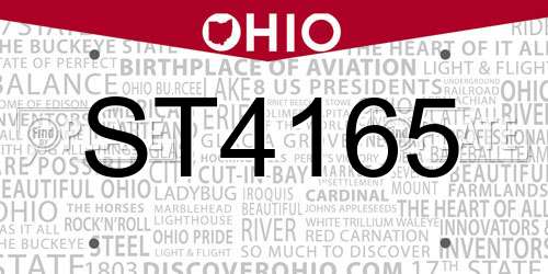 ST4165 Ohio License Plate
