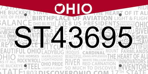 ST43695 Ohio License Plate