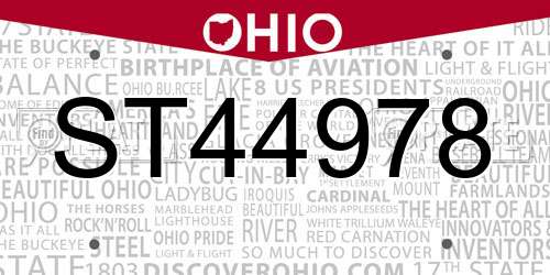 ST44978 Ohio License Plate