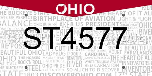 ST4577 Ohio License Plate