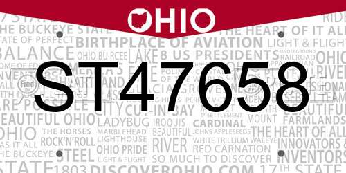 ST47658 Ohio License Plate