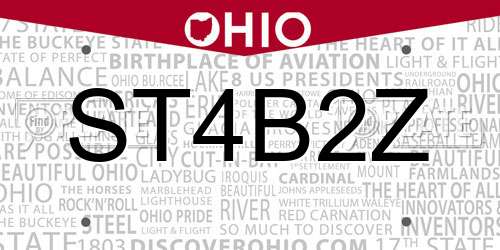 ST4B2Z Ohio License Plate