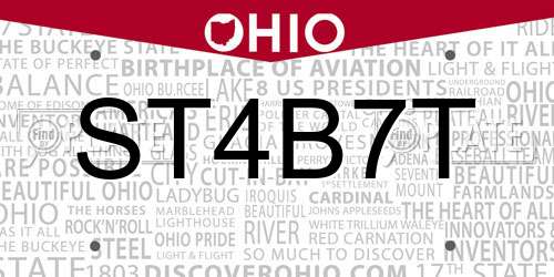 ST4B7T Ohio License Plate