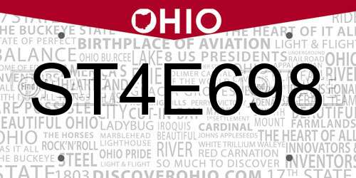 ST4E698 Ohio License Plate