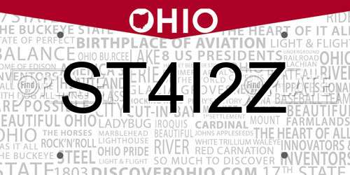 ST4I2Z Ohio License Plate