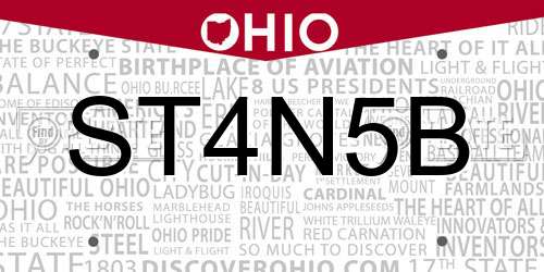 ST4N5B Ohio License Plate
