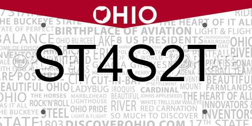 ST4S2T Ohio License Plate