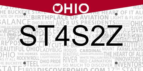 ST4S2Z Ohio License Plate
