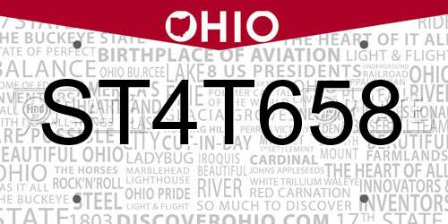 ST4T658 Ohio License Plate