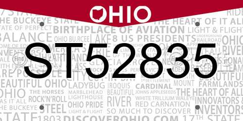 ST52835 Ohio License Plate