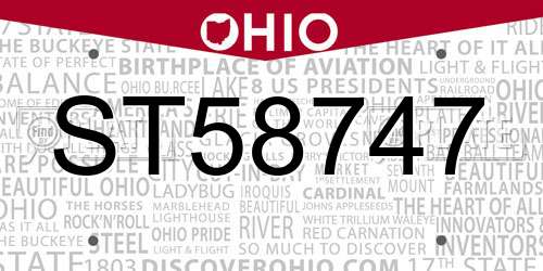ST58747 Ohio License Plate