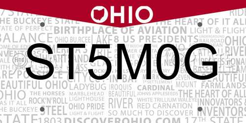 ST5M0G Ohio License Plate