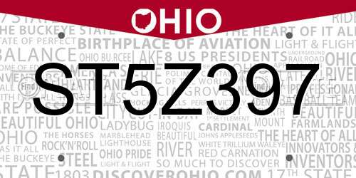 ST5Z397 Ohio License Plate