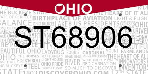 ST68906 Ohio License Plate