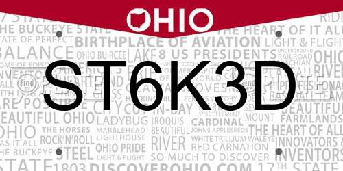 ST6K3D Ohio License Plate