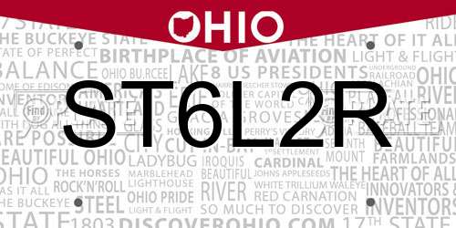 ST6L2R Ohio License Plate