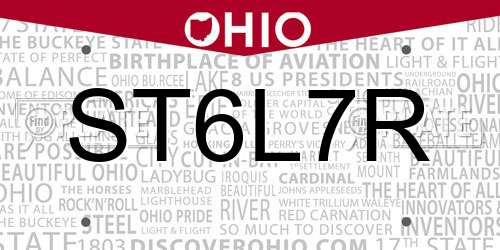 ST6L7R Ohio License Plate