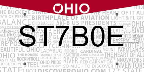 ST7B0E Ohio License Plate