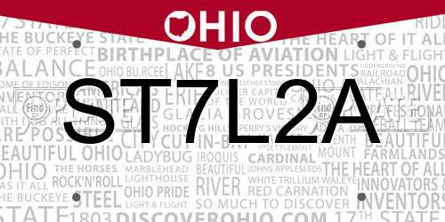 ST7L2A Ohio License Plate