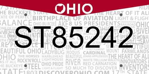 ST85242 Ohio License Plate