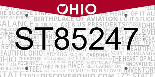 ST85247 Ohio License Plate