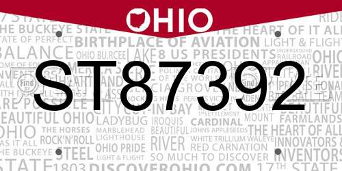 ST87392 Ohio License Plate