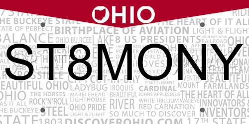 ST8MONY Ohio License Plate