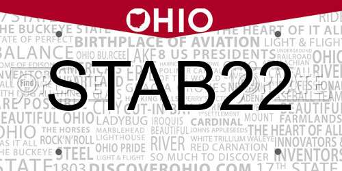 STAB22 Ohio License Plate