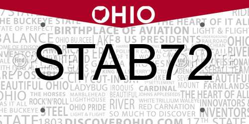 STAB72 Ohio License Plate