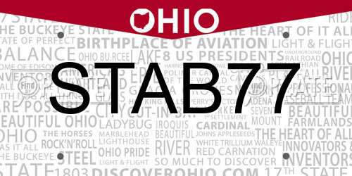 STAB77 Ohio License Plate