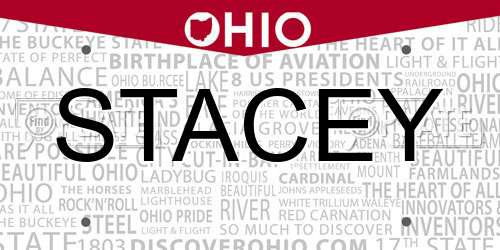 STACEY Ohio License Plate