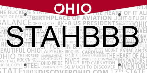 STAHBBB Ohio License Plate