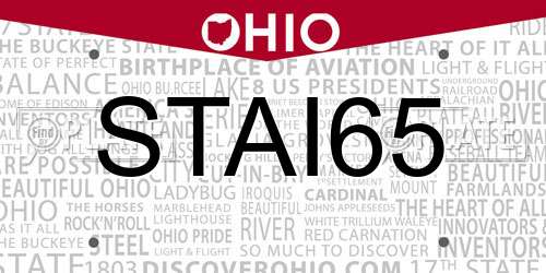 STAI65 Ohio License Plate