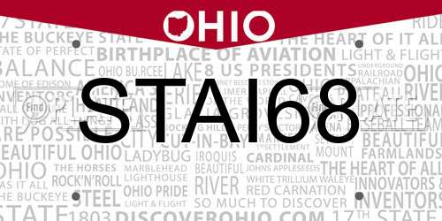 STAI68 Ohio License Plate
