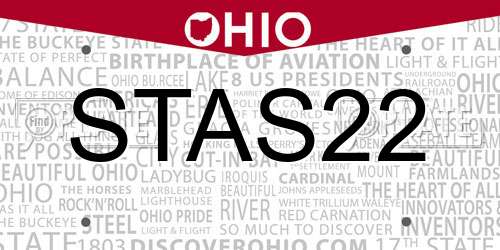 STAS22 Ohio License Plate