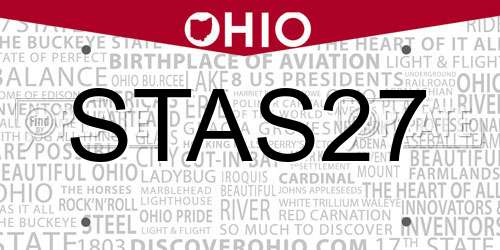 STAS27 Ohio License Plate