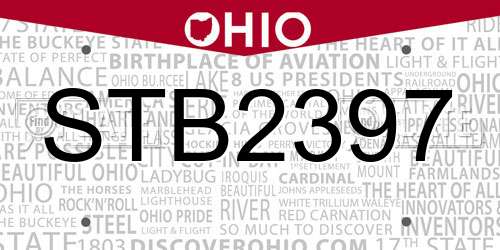 STB2397 Ohio License Plate