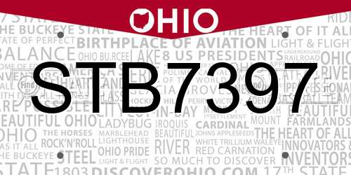 STB7397 Ohio License Plate