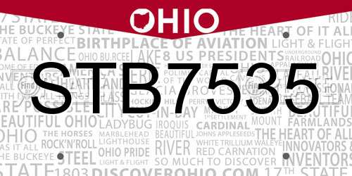 STB7535 Ohio License Plate