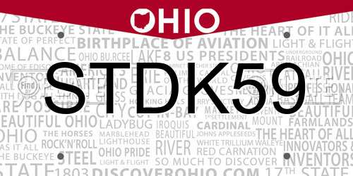STDK59 Ohio License Plate